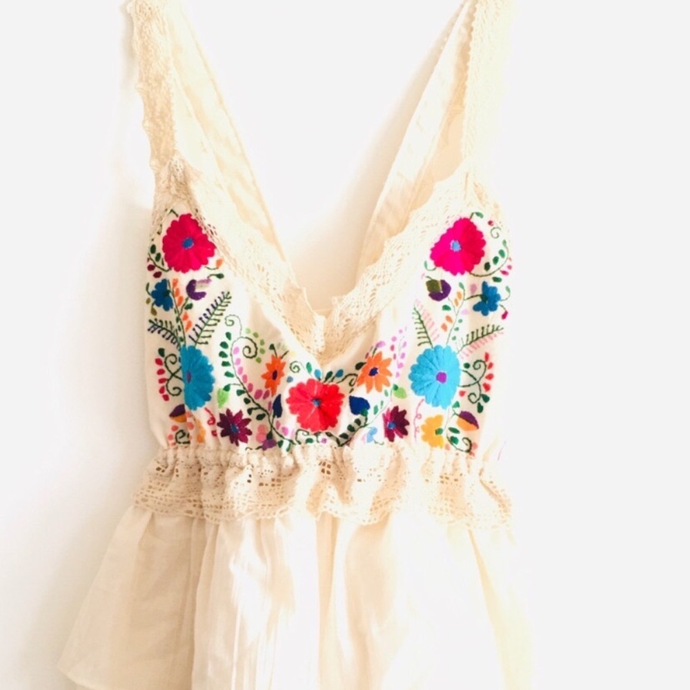 Embroidered halter Mexican blouse